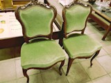 Antique French dinning chair in green velvvet fabric
